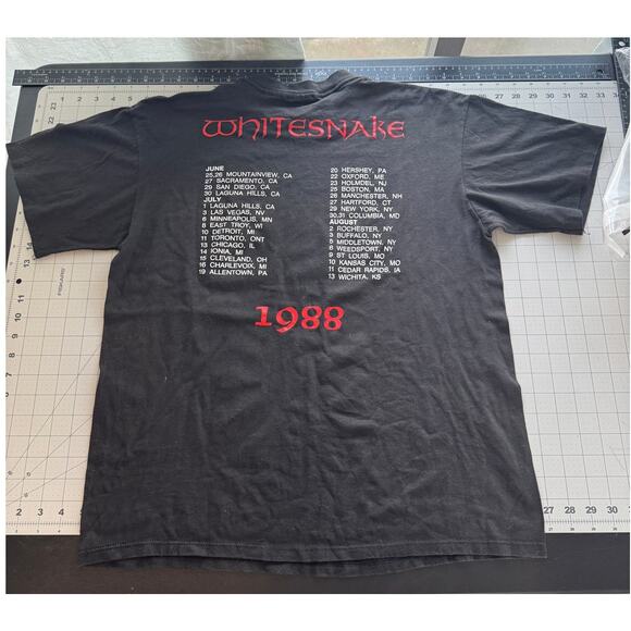 Vintage 1988 Whitesnake Tour T-Shirt David Coverdale Spring Ford 50/50 Tag XL - Picture 11 of 12